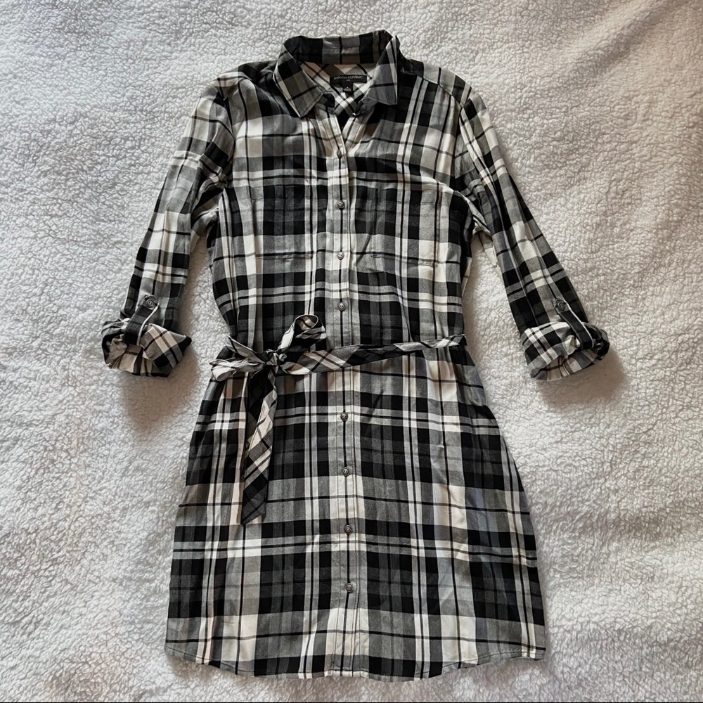 banana republic plaid flannel shirt dress